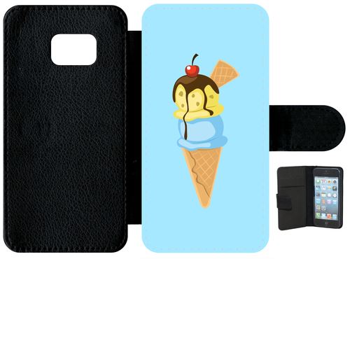 Etui À Rabat Samsung Galaxy S6 Edge Glace Cornet Bleu