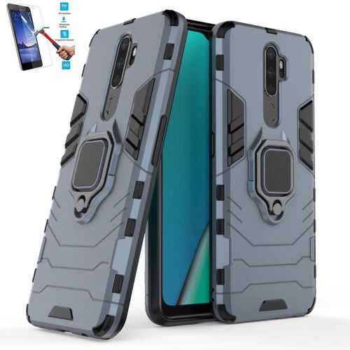 Coque Oppo A9 2020 Anti Choc Gris Avec Film Verre Trempé Housse Etui Antichoc Armor Avec Support Magnétique hfs-house®
