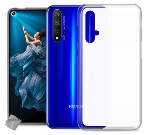 Coque silicone gel fine pour Huawei Nova 5T avec verre trempe - BLANC TRANSPARENT