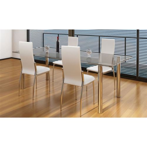 Vidaxl Blanc Chaise De Salle À Manger 4 Pcs Cuir Artificiel