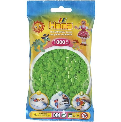 Sachet de 1000 perles a repasser hama midi vert fluorescent - loisirs creatifs - 207-42
