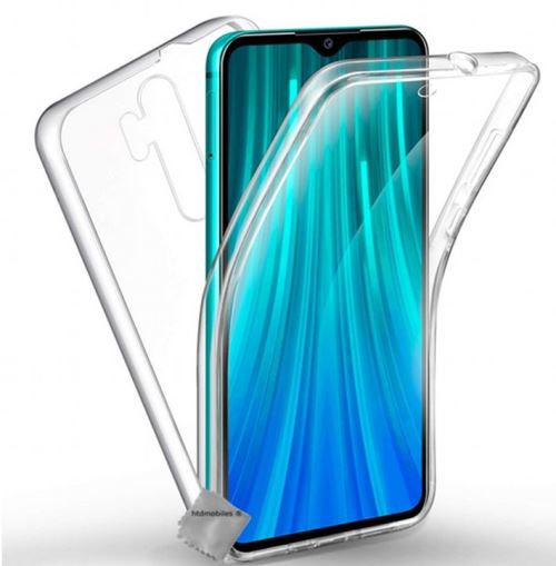 Coque silicone gel 360 integrale (avant et arrière) pour Xiaomi Redmi Note 8 Pro avec verre trempe - TRANSPARENT