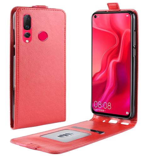 Etui en PU rabat vertical avec fente pour carte rouge pour votre Huawei Nova 4