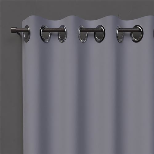 Rideau à oeillets occultant - 140 x 180 cm - Gris argent