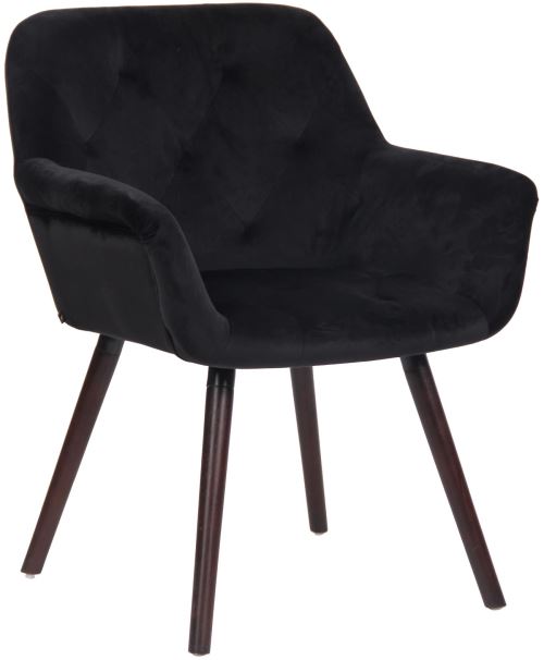 Chaise de Salle à manger Cassidy en Velours - Chaise avec accoudoirs - Piètement Bois de hêtre Café - Couleur Noir