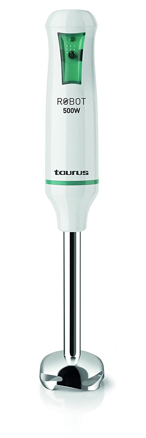 Taurus Robot 500 inox – Mixeur de verre (500 W, lames en acier inoxydable, système anti-éclaboussures), blanc et vert