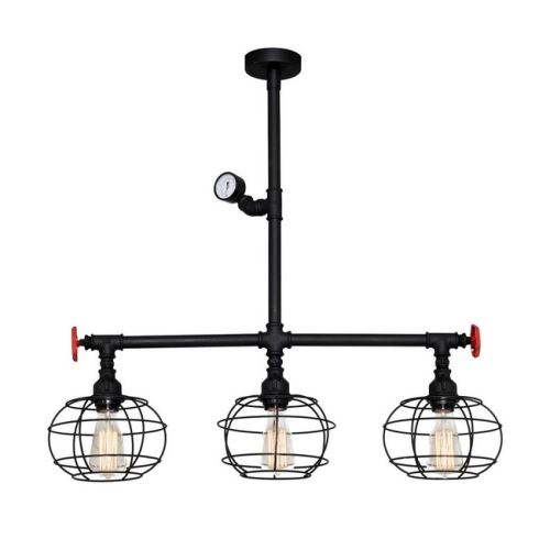 HOMEMANIA Lampe à Suspension Metal Chandelier - de Plafond - Noir en Métal, 77 x 20 x 75 cm, 3 x E27, 40W