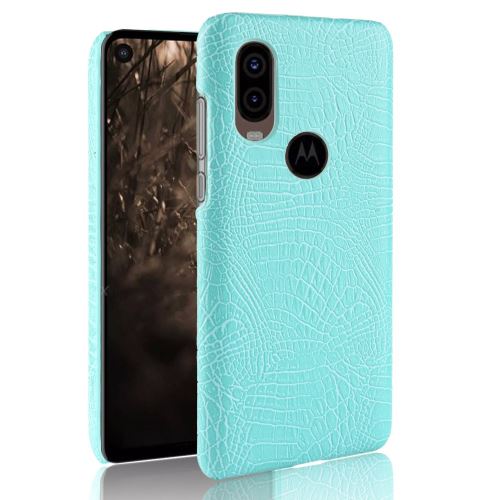 Etui en PU crocodile dur cyan pour votre Motorola P40