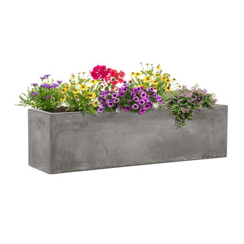 Blumfeldt Solidflor - Bac à plantes jardinières - 75 x 20 x 20 cm - Fibre de verre - Aspect béton - gris clair