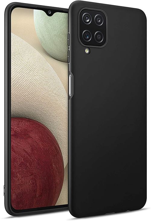Coque pour Samsung Galaxy A12 4G Souple noire flexible en Gel TPU Silicone Antichoc XEPTIO