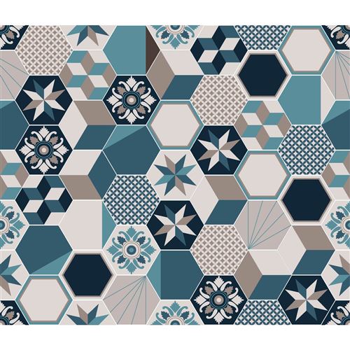 CPM - Crédence adhésive carreaux en aluminium Exa - L. 20 x l. 20 cm - Bleu - Exa