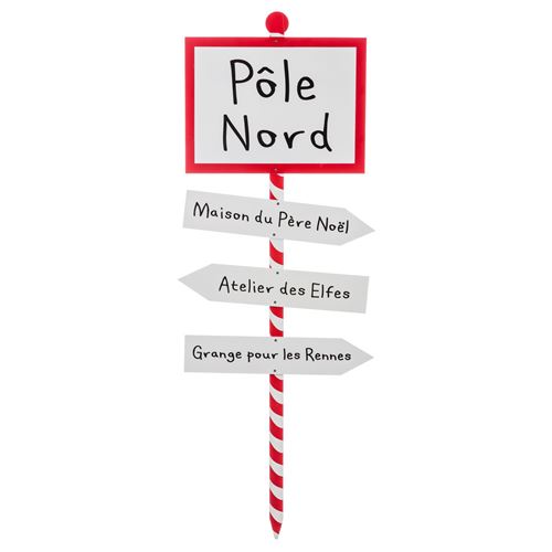 Pancarte de Noël Pôle Nord - H. 120 cm - Blanc