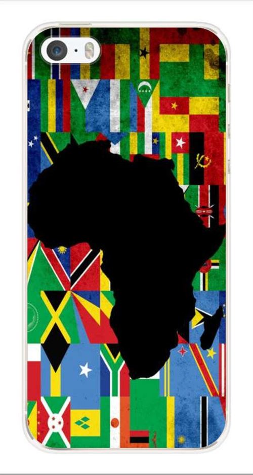Coque en silicone imprimée compatible iPhone 5 iPhone 5S Drapeau Afrique