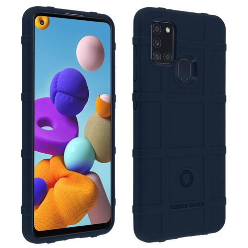 Coque pour Galaxy A21s Motif Carreaux Relief Souple Renforcé Anti-trace Bleu nuit