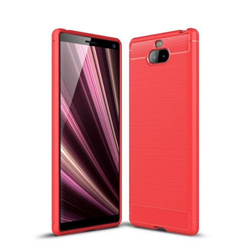 Coque en TPU fibre de carbone rouge pour votre Sony Xperia XA3 Ultra