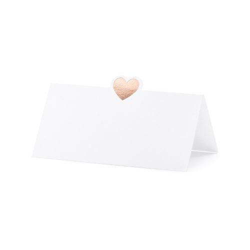 10 marque-places blanc c?ur or rose10x5cm