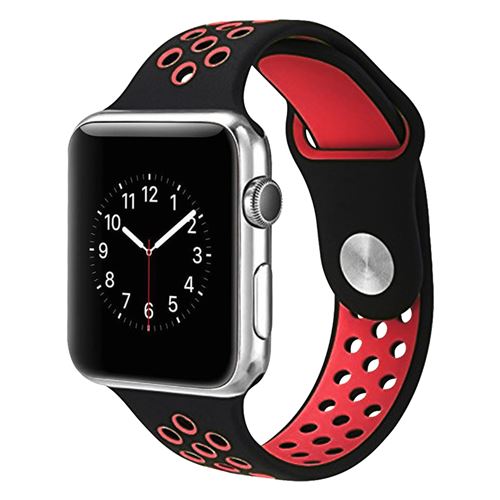 Bracelet Apple Watch 42 et 44 mm Sport perforé en Silicone - Rouge