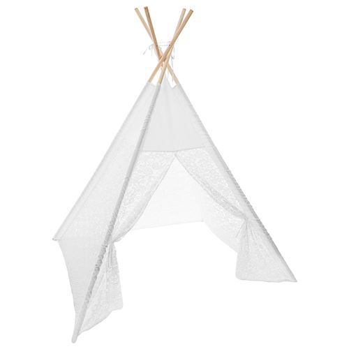 Tipi pour enfant en dentelle Bohème - H. 160 cm - Blanc