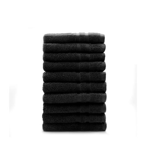 TODAY Lot de 10 Serviettes de toilette Réglisse - 50 x 100 cm - 100% coton