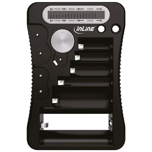 Testeur de batterie InLine® avec écran LCD, pour piles rondes et piles boutons