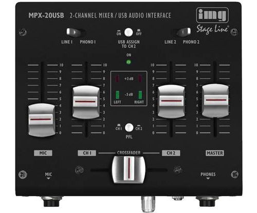 Table de mixage stéréo DJ 3 canaux Monacor MPX-20USB