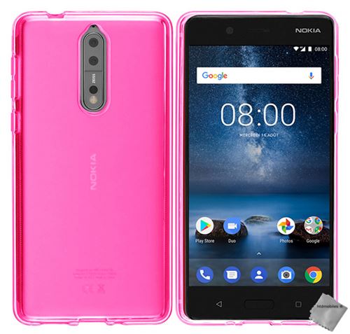 Housse etui coque pochette silicone gel fine pour Nokia 8 avec verre trempe - ROSE