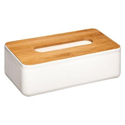 FIVE Simply Smart - Boîte à Mouchoirs en Bambou Natureo 26cm Blanc