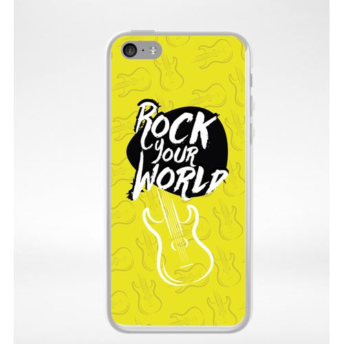 Coque Rock Your World Fond Jaune Compatible Iphone 5c Transparent