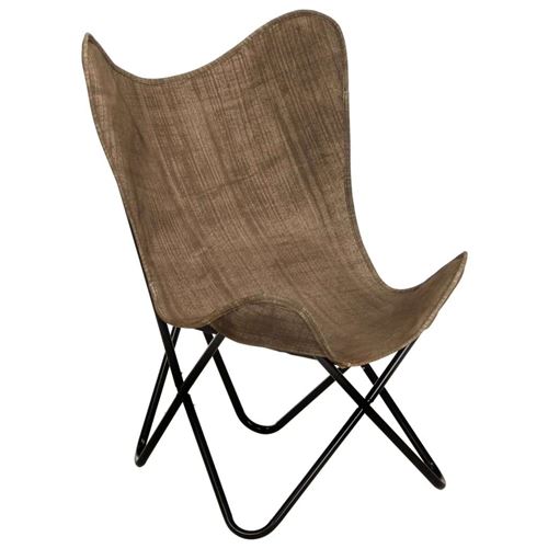 vidaXL Chaise papillon Taupe Toile
