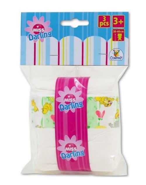 Set de 3 couches pour poupon 30-40 cm - accessoire de change poupee