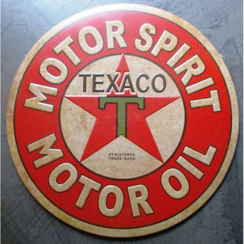 plaque texaco motor spirit rouge enboutie 30cm affiche tole pub usa deco loft