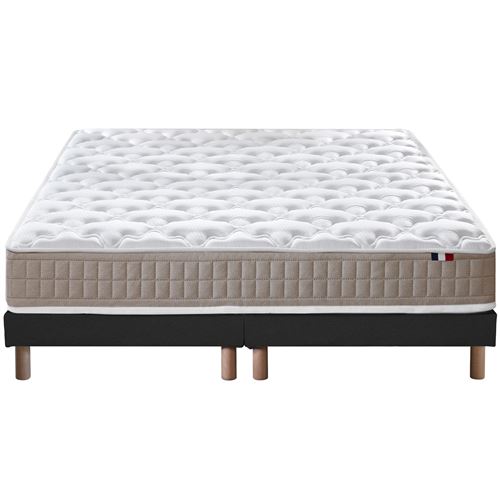 Ensemble matelas 100% latex 3 zones sommier noir 160x200