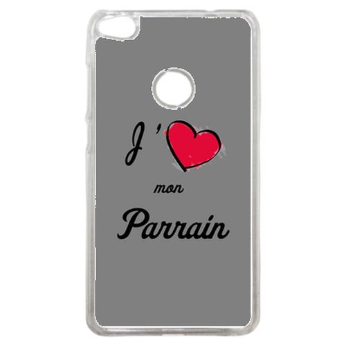Coque J'aime Mon Parrain Gris Compatible P8 2017 Transparent