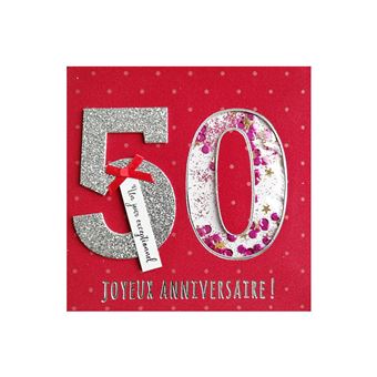 Carte De Voeux Glamour Anniversaire 50 Ans Rouge Argente Carte De Vœux Achat Prix Fnac
