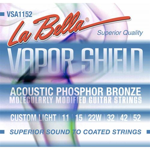 Labella Vapor Shield - Jeu de cordes guitare acoustique Phosphor Bronze - Custom Light 11-52