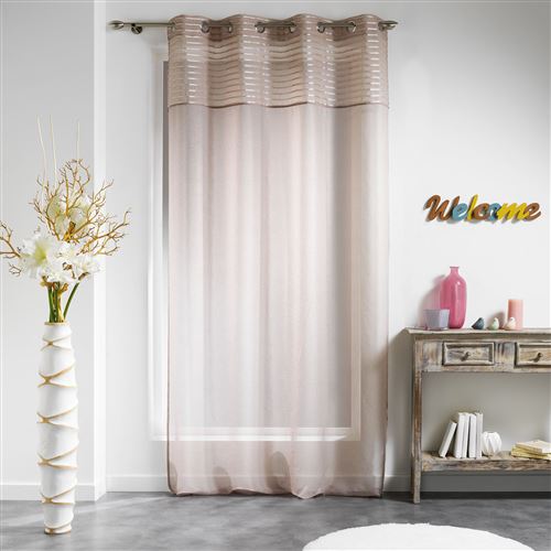 Panneau a oeillets 140 x 240 cm voile sable top raye olonne Noisette
