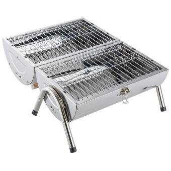 Arebos Barbecue à Charbon en Bois (Camping, Pliage, Acier Grand Acier Inoxydable Robuste 60kg Barbecue Charbon De Bois