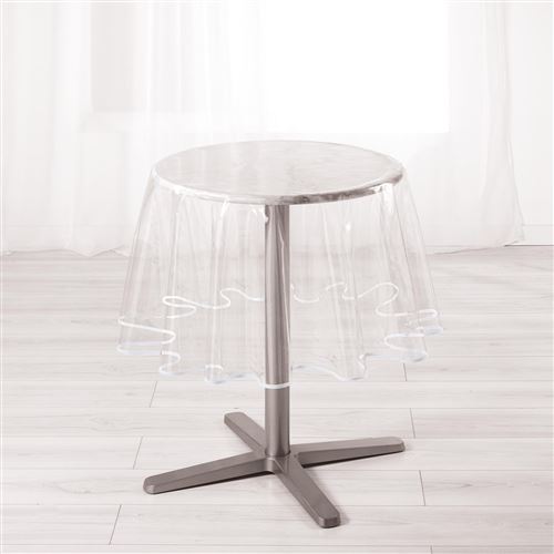 Nappe cristal ronde (0) 180 cm pvc uni 15/100e garden/biais Blanc