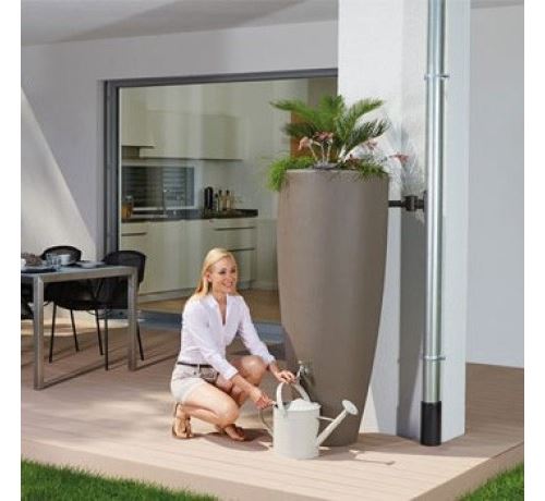 Récupérateur Eau De Pluie 2 En 1 300l Garantia Taupe Avec Bac à Fleur