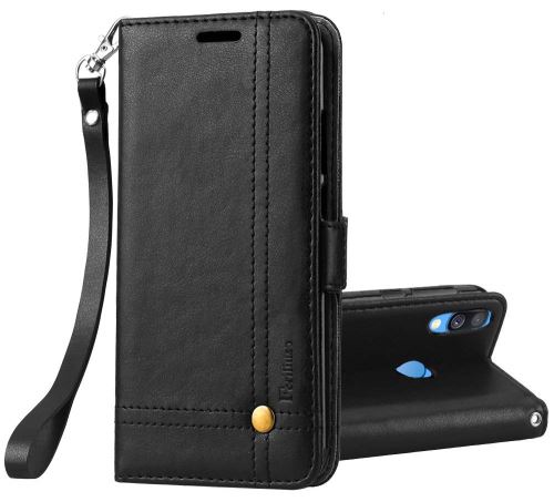 Housse pour Samsung Galaxy A40 Housse Coque Etui de luxe Portefeuille Porte Carte Et Billet (avec support integré) Noir