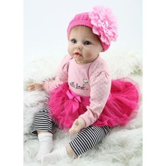 Poupee Poupon Bebe Reborn Silicone Yeux Bleus 1 2kg 55cm Pink Poupee Achat Prix Fnac