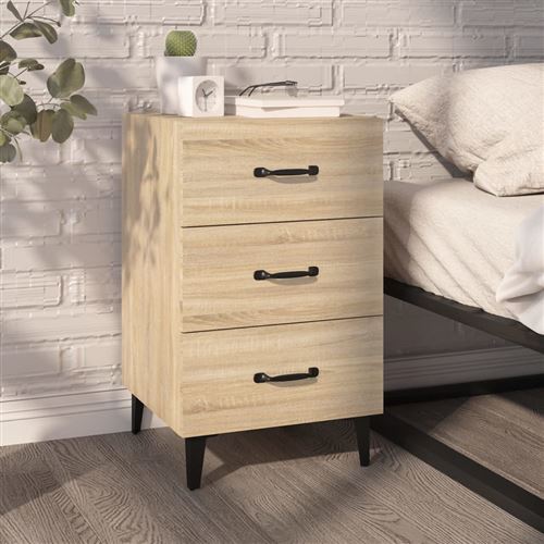 vidaXL Table de Chevet Armoire de Lit Table de Nuit Armoire de Chevet Meuble de Chambre à Coucher Maison Bois d'Ingénierie 40x40x66 cm Chêne Sonoma