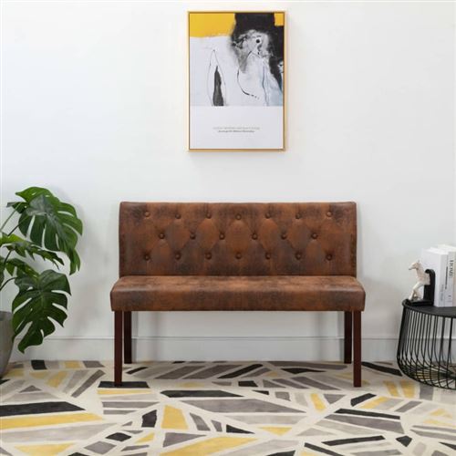 Non Communiqué Brun Banc 120 Cm Marron Similicuir Daim