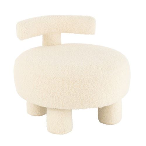 Non Communiqué Blanc Pouf Design Avec Dossier "Bouclette" 52Cm