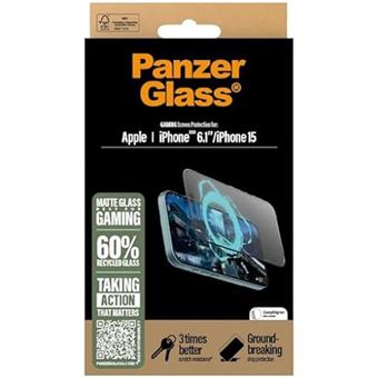 PanzerGlass Gaming - Protection d'écran pour téléphone portable - coupe ultra-large - verre - couleur de cadre noir - pour Apple iPhone 15, 16 - 1