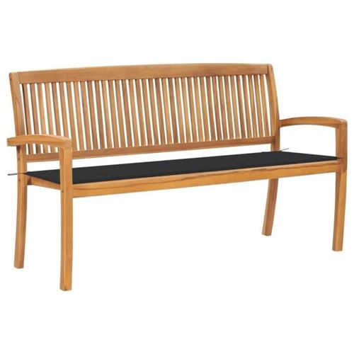 Vidaxl Banc De Jardin Empilable Et Coussin 159 Cm Bois De Teck Massif - Image 3