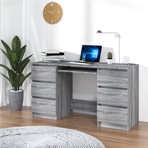 vidaXL Bureau Sonoma gris 140x50x77 cm Bois d'ingénierie