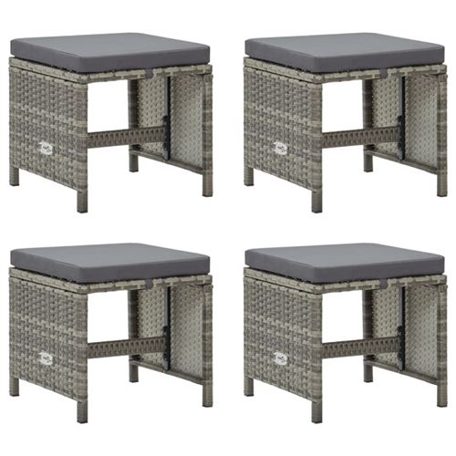 VIDAXL - Tabourets de jardin - Lot de 4 - Gris - Image 3