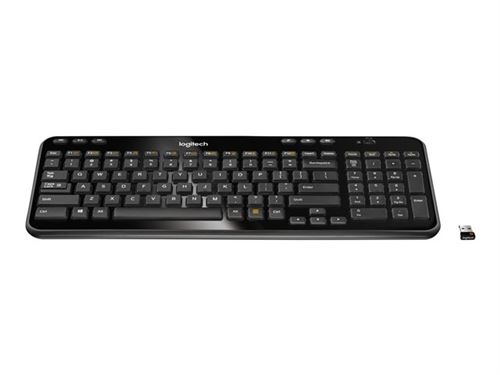 Logitech Wireless Keyboard K360 - Toetsenbord - draadloos - 2.4 GHz - Engels - glanzend zwart