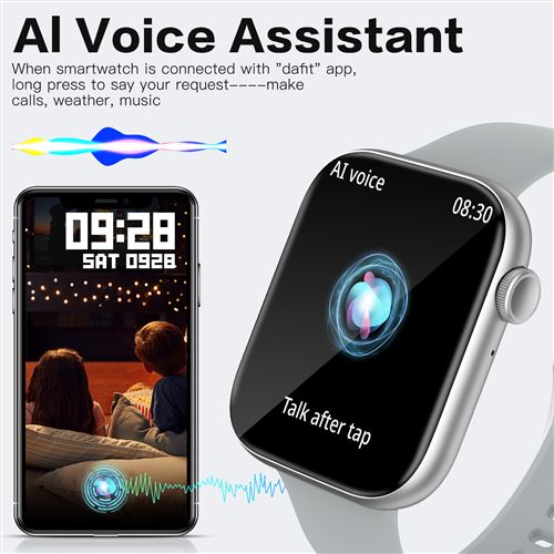 Montre Connectée Homme avec Appels Bluetooth Assistant Vocal, 1,39''  Smartwatch avec 123 Modes Sportifs/Lecteur de Musique/Fréquence